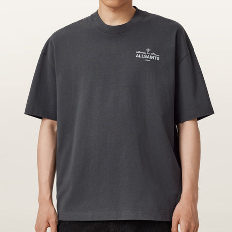 AllSaints Herald Logo Tee Dark Grey - ORIGINALFOOK