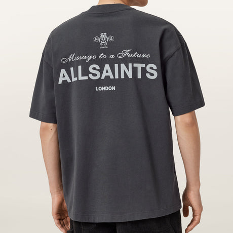 AllSaints Herald Logo Tee Dark Grey - ORIGINALFOOK