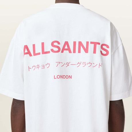 AllSaints Underground Logo Tee White Pink ALLSAINTS ALLSAINTS - originalfook singapore
