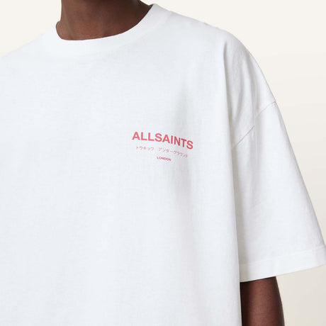 AllSaints Underground Logo Tee White Pink ALLSAINTS ALLSAINTS - originalfook singapore
