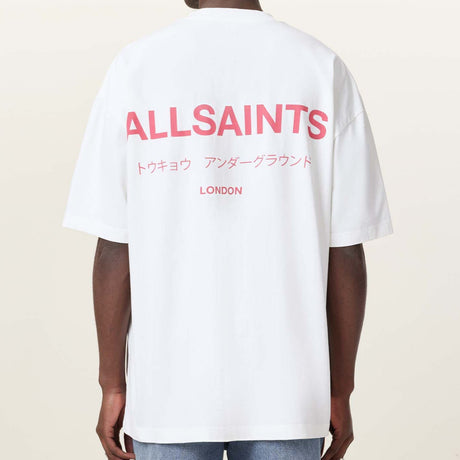 AllSaints Underground Logo Tee White Pink ALLSAINTS ALLSAINTS - originalfook singapore