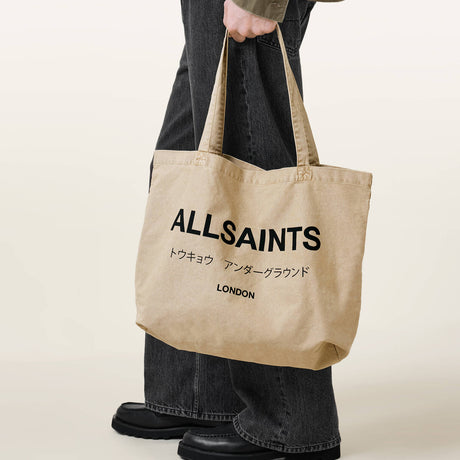 AllSaints Signature Logo Tote Bag Khaki ALLSAINTS ALLSAINTS - originalfook singapore