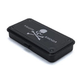 Mastermind Japan Mastermind X Toyo Steel Box T-192 medium accessory in black with silver hardware, open design showing interior.