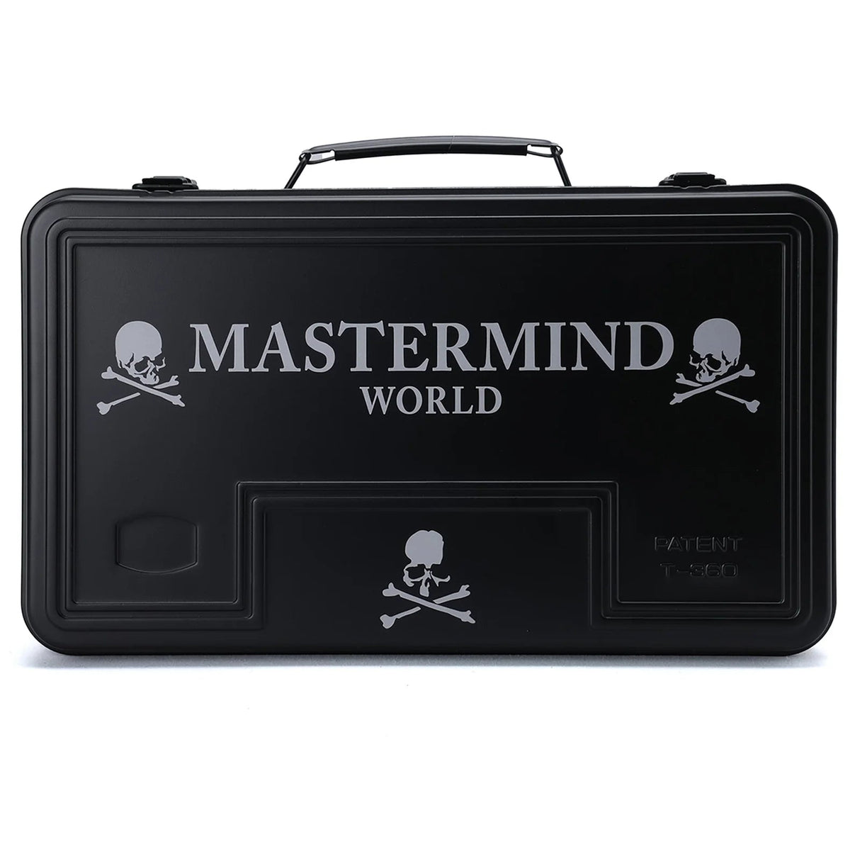 Mastermind Japan Mastermind X Toyo Steel Box T-360 Large accessory, black metal with engraved logo, rectangular storage container