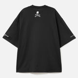 Mastermind Japan x Moonrakers back skull graphic boxy fit T-shirt, black apparel with bold skull design