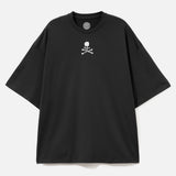 Front view of Mastermind Japan X Moonrakers skull graphic boxy fit T-shirt, casual apparel with bold design and relaxed fit.