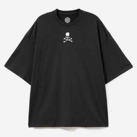 Front view of Mastermind Japan X Moonrakers skull graphic boxy fit T-shirt, casual apparel with bold design and relaxed fit.