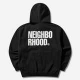 Black NEIGHBORHOOD Classic Zip Hoodie, showcasing the front view with a full zipper, hood, and logo details.