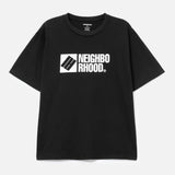 Black NEIGHBORHOOD SS-3 T-shirt with logo design, casual apparel shown on a flat lay.