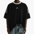 Black MasonPrince Retro Striped Tee shirt with bold horizontal stripes, casual apparel perfect for everyday wear.