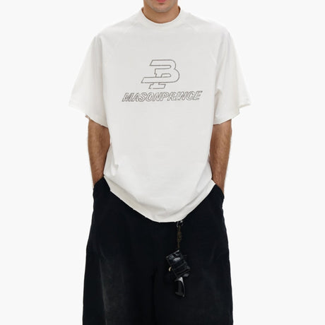 MasonPrince Outline Logo Tee White - ORIGINALFOOK