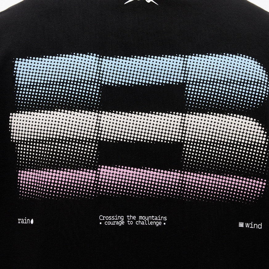 Black Boneless Gradient B Logo Tee shirt, casual apparel with a bold logo design, worn by a model on a plain background.
