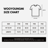 Dark navy Wooyoungmi tuft embroidered back logo tee, casual apparel with embroidered detail and stylish design.