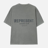 Represent Owners Club Logo Tee in ultimate grey, featuring a classic crew neck and the iconic club logo on soft cotton fabric.