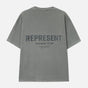 Represent Owners Club Logo Tee in ultimate grey, featuring a classic crew neck and the iconic club logo on soft cotton fabric.