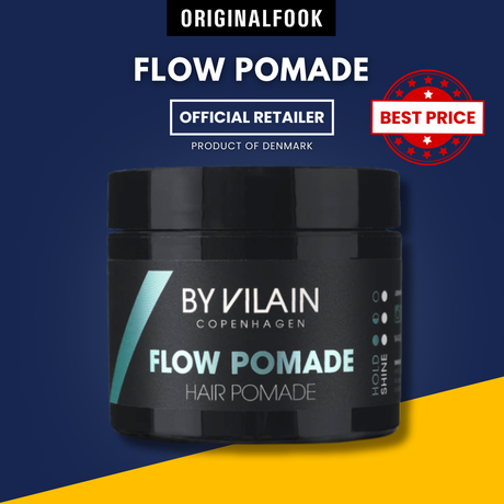 By Vilain Flow Pomade, a hair styling product in a jar, designed for easy application and creating textured, flexible hairstyles.