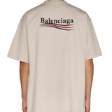 Balenciaga Political Campaign Embroidery Oversized Tee Beige BAL BAL - originalfook singapore