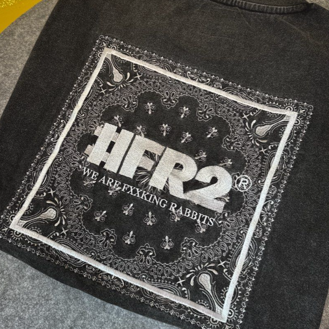 FR2 Embroidery Paisley Tee Washed Black