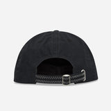 Black Stussy Oval Star Cap, stylish headwear with embroidered star logo, featuring a curved brim and adjustable strap.