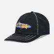 Black Stussy Oval Star cap, stylish headwear with embroidered star detail, featuring a classic adjustable strap.