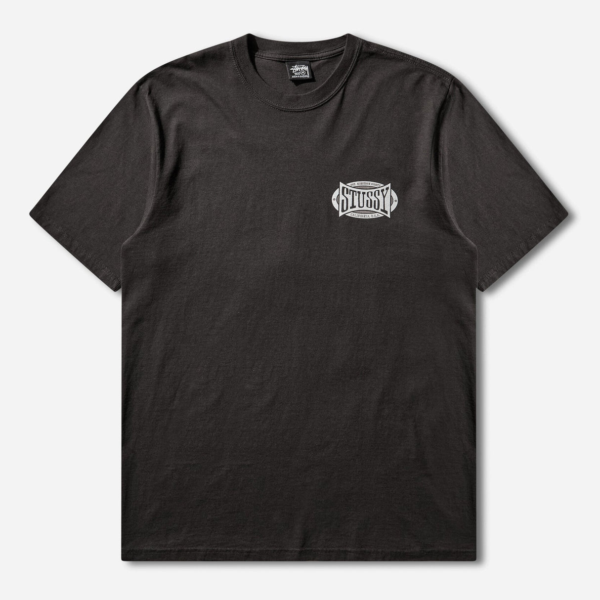 Stussy Champion Oval Logo Tee Black - ORIGINALFOOK