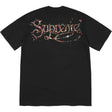Black Supreme Gems Logo T-shirt featuring a graphic design, casual fit, and Supreme branding on the front.