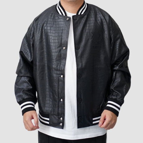 RICKYISCLOWN Mamba Embossed Smiley Baseball Leather Jacket [R4211228b] RICKYISCLOWN RICKYISCLOWN - originalfook singapore