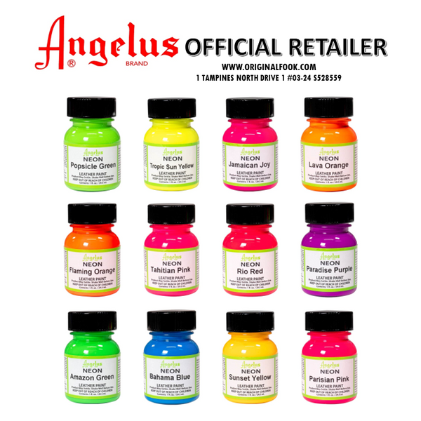 (12 Colors) Angelus Acrylic Leather Paint Neon Color angelus angelus - originalfook singapore