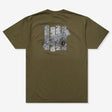 Olive green Undefeated Foil Photo Logo Tee featuring a bold foil print and iconic logo design on soft cotton fabric.