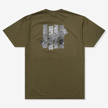 Olive green Undefeated Foil Photo Logo Tee featuring a bold foil print and iconic logo design on soft cotton fabric.