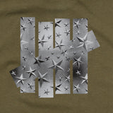 Olive green Undefeated Foil Photo Logo T-shirt featuring a graphic logo design on the front, casual and stylish apparel.
