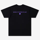 Black Undefeated Wrap Tee displayed on a hanger, showcasing the casual, stylish T-shirt design by UNDEFEATED.