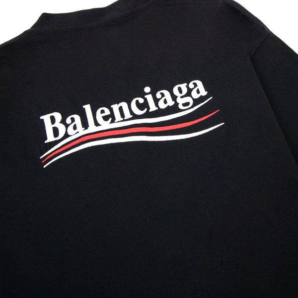 Balenciaga Political Campaign Embroidery Oversized Tee Black | ORIGINALFOOK