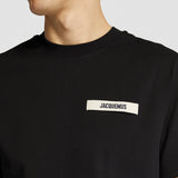 Black Jacquemus Grosgrain Logo Tee from MASTERMIND JAPAN featuring a casual fit and prominent logo detail.
