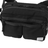 Porter Yoshida Japan Switch waist bag in black with adjustable strap, compact and stylish for everyday carry.