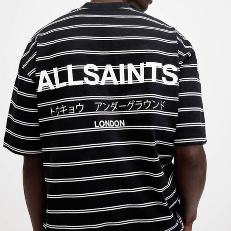 AllSaints Underground Logo Striped Tee Black ALLSAINTS ALLSAINTS - originalfook singapore