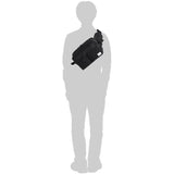 Porter Yoshida Japan Switch waist bag in black with adjustable strap and multiple zipper compartments, made of durable fabric.