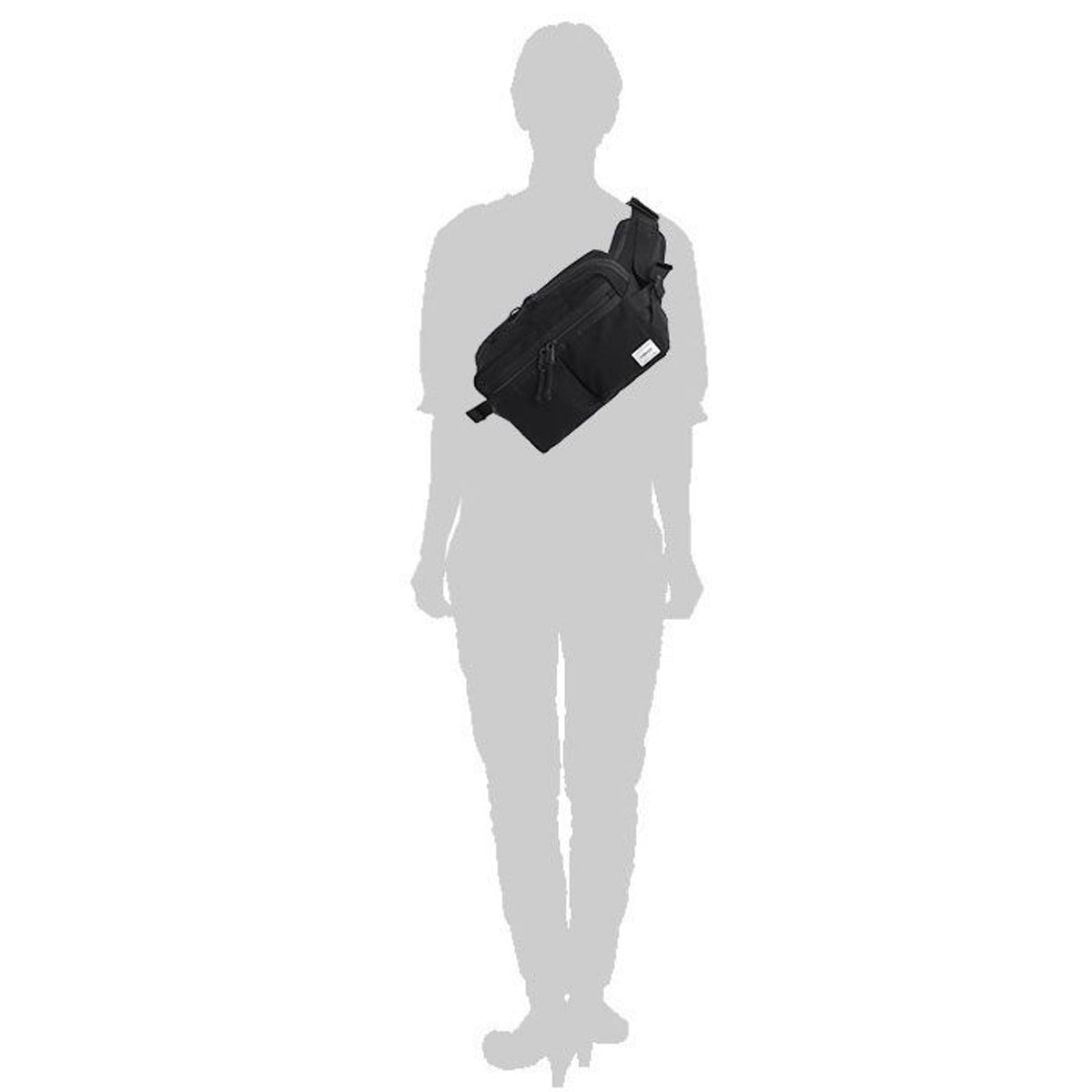 Porter Yoshida Japan Switch Waist Bag in black with adjustable strap and multiple compartments, stylish and practical bag for everyday use.