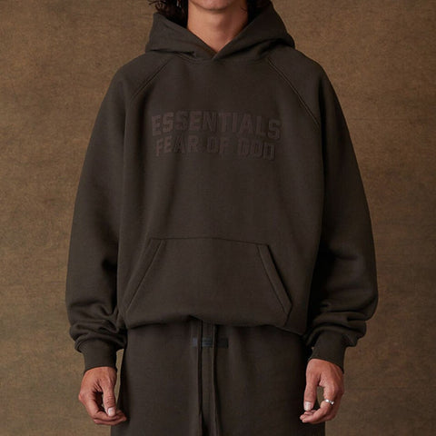 FEAR OF GOD Essentials Chest Logo Hoodie Off Black