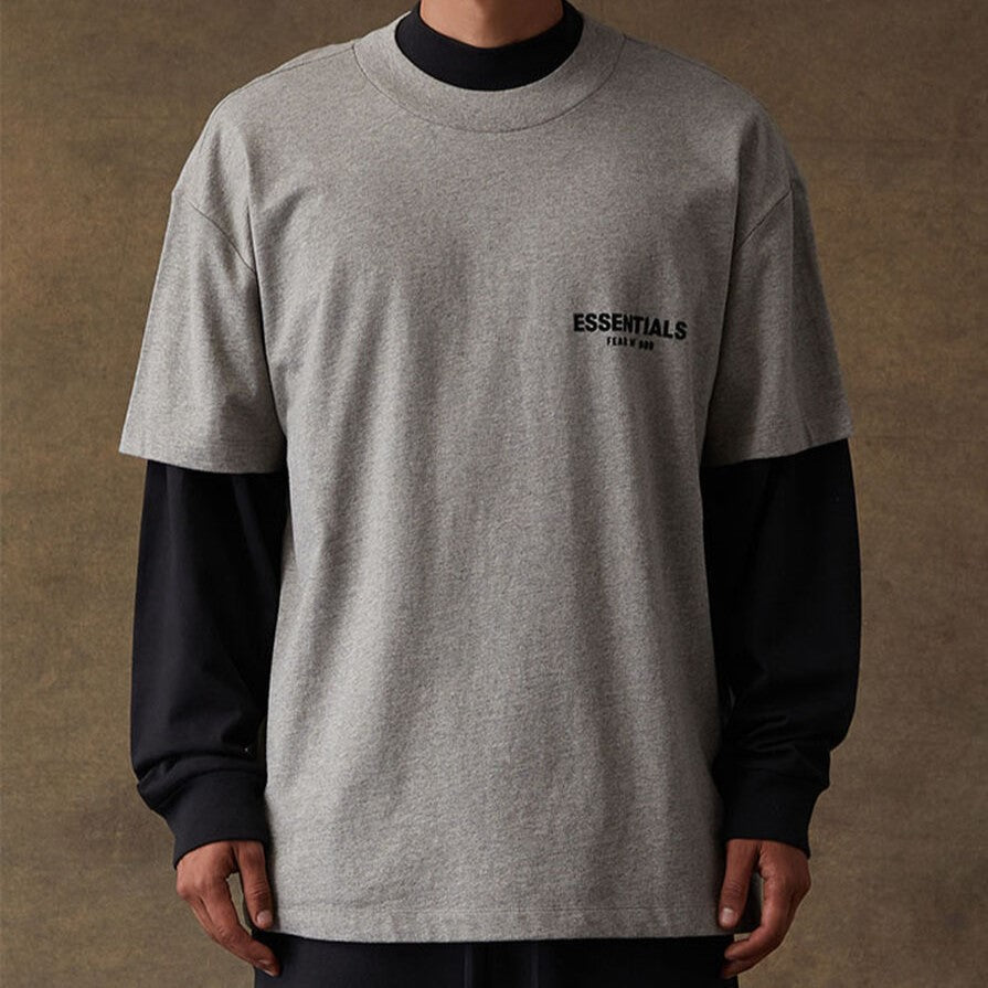 FEAR OF GOD Essentials Felt Logo Tee Dark Oatmeal FEAR OF GOD FEAR OF GOD - originalfook singapore
