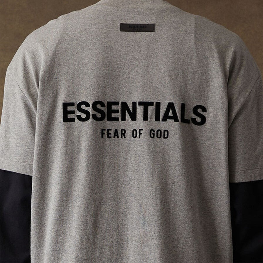 FEAR OF GOD Essentials Felt Logo Tee Dark Oatmeal FEAR OF GOD FEAR OF GOD - originalfook singapore