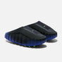 Nike Mind 001 Flyknit slide shoes in hyper royal, volt, and black with a sleek, lightweight design and breathable Flyknit material.