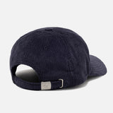 Human Made navy corduroy cap featuring a heart logo, casual headwear style with adjustable strap and branded details.