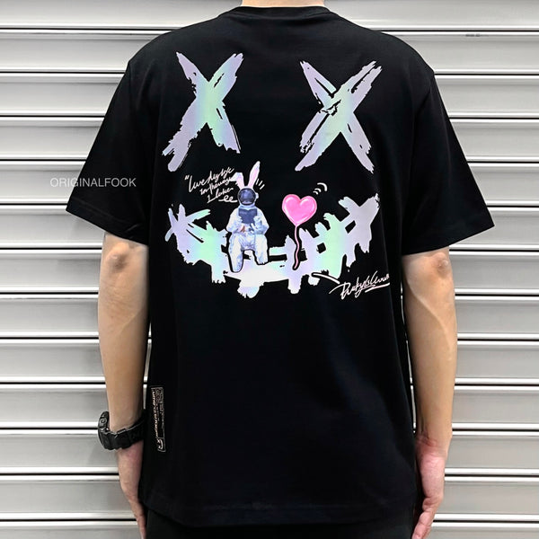 Rickyisclown [RIC] Reflective Astro Bunny Smiley Tee Black [R17230314A-D8] RICKYISCLOWN RICKYISCLOWN - originalfook singapore