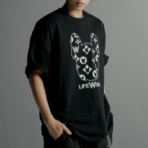 LifeWork Slanted Logo Crew Socks Black