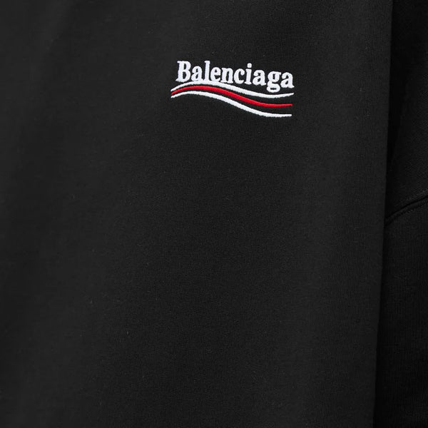 Balenciaga Political Campaign Embroidery Logo Oversized Hoodie Black BAL BAL - originalfook singapore