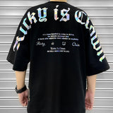 Rickyisclown [RIC] Holographic Gothic Logo Drop Shoulder Oversized Tee Black [R9210322a-PPPP] RICKYISCLOWN RICKYISCLOWN - originalfook singapore