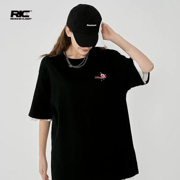 Rickyisclown [RIC] Sakura Petal Smiley Tee Black [R6210305a-SSSS] RICKYISCLOWN RICKYISCLOWN - originalfook singapore