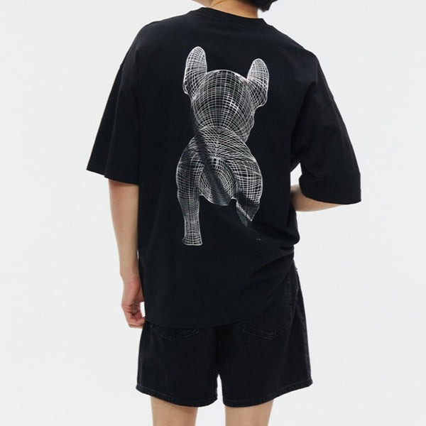 LifeWork Korea Outline Bulldog Tee Black Silver Foil lifework lifework - originalfook singapore