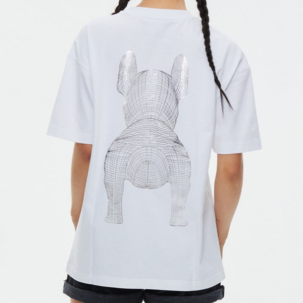 LifeWork Korea Outline Bulldog Tee White Silver Foil lifework lifework - originalfook singapore